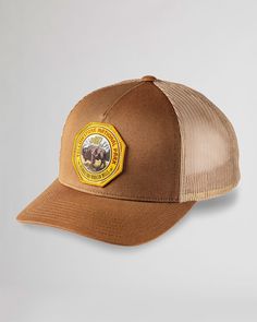 Experience the beauty our beloved national parks with our five-panel cap featuring a unique and iconic national park emblem. Breathable mesh panels and an adjustable snap back make this hat a comfortable and stylish choice for any outdoor adventure! National Park Trucker Hats: Material: Polyester & cotton. One size fits all. Care: Spot clean. Pendleton is proud to support the National Park Foundation, the official charity of America's national parks. More than $1.3 million has been contributed so far thanks to customers like you. Check out our Facebook Photos for fun and inspirational ideas on decorating any space! Don't forget to follow and like our page while you're there. Trucker Snapback Hat For Travel, Snapback Trucker Hat For Travel, Trucker Hat With Curved Brim For Travel, Trucker Style Hat With Curved Brim For Travel, Curved Brim Trucker Hat For Travel, Trucker Baseball Cap With Logo Patch For Camping, Trucker Snapback Baseball Cap For Travel, Camping Trucker Hat With Logo Patch, Trucker Baseball Cap For Travel