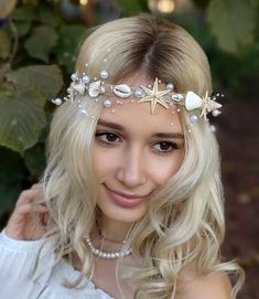 Starfish Headpiece, Mermaid Headpiece, Shell Crowns, Seashell Crown, Flower Vines, Mermaid Headband, Mermaid Braid, Diy Crown, Mermaid Crown