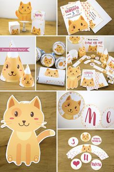 a collage of pictures showing different types of cat paper crafts and instructions for how to make them