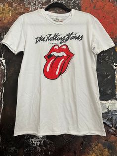 Vintage The Rolling Stones White T-shirt. We ship worldwide. Thank you for your shopping. Mens T Shirts, Mens Graphic Tee, White T Shirt, Fancy Dresses, Rolling Stones, White T, White Tshirt, Mens T, Mens Graphic