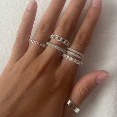 Silver & Diamond 6 Piece Ring Set, Evry Jewels, Unused With Original Packaging, Size 8 Silver Ring Stack, Evry Jewels, Classy Fits, Silver Diamond Ring, Ring Stack, Engagement Ring Sizes, Stacked Jewelry, Jewelry Silver, Silver Wedding