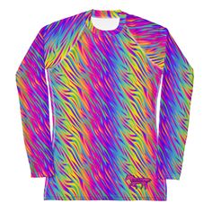 Women's Rainbow Zebra Sport Shirt   Don't be afraid to be your most active self in this smooth and versatile long-sleeve rash guard! It protects you from the sun, wind, and other elements while doing sports, and the slim fit, flat ergonomic seams, and the longer body gives extra comfort.   • 82% polyester, 18% spandex  • 6.78 oz/yd² (230 g/m²) (weight may vary by 5%)  • Very soft four-way stretch fabric that stretches and recovers on the cross and lengthwise grains  • Fitted design  • UPF 50+  • Comfortable longer body and sleeves  • Flatseam and coverstitch  • Blank product components sourced from China   This product is made especially for you as soon as you place an order, which is why it takes us a bit longer to deliver it to you. Making products on demand instead of in bulk helps redu Rainbow Zebra Print, Horse Coloring Books, Rainbow Zebra, Leather Halter, Don't Be Afraid, Sport Shirt, Rash Guard, Be Afraid, Sports Shirts