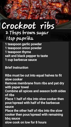 the recipe for crockpot ribs is shown