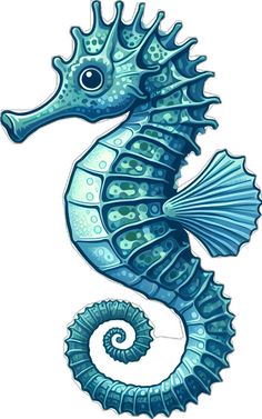 a blue sea horse is shown on a white background