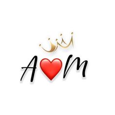 the word aom with a crown on top of it and a heart in the middle