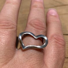 Size 8.5 Sterling silver heart cutout ring Silver Heart Shaped Metal Ring, Silver Heart-shaped Metal Ring, Modern Silver Heart Rings, Modern Heart-shaped Silver Rings, Sterling Silver Heart, Silver Heart, Sterling Silber, Sterling Silver Ring, Band Rings