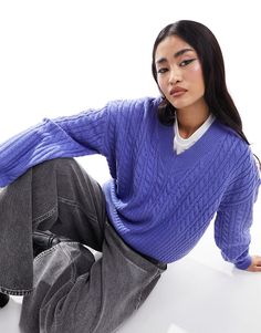 Sweaters & Cardigans by French Connection In knit to win knit V-neck Drop shoulders Relaxed fit Trendy Cable Knit V-neck Sweater, Oversized V-neck Cable Knit Sweater, Oversized Cable Knit V-neck Sweater, V Violet, Knit V Neck Sweater, Blue V-neck Soft Knit Sweater, Trendy Purple V-neck Sweater, Pull Col V, Knit V Neck