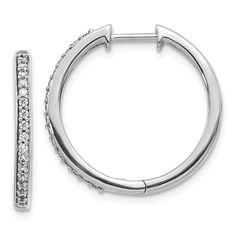 14k White Gold Diamond Hoop Earrings Gold Diamond Hoop Earrings, Medium Hoop Earrings, White Gold Hoops, Nature Earrings, Fancy Diamonds, White Gold Earrings, Women Diamond, Diamond Hoop Earrings, White Earrings