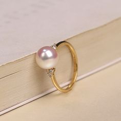 Akoya Pearl Diamond Ring Gold Pearl Everyday Ring Black - Etsy Pearl Promise Rings, Gold Jewelry Women, Akoya Pearl Ring, Pink Diamonds Engagement, Heart Shaped Diamond Ring, Pearl Diamond Ring, Pearl Anniversary, Pink Diamond Engagement Ring