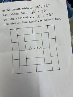 a piece of paper that has some sort of pattern on it, with instructions for how to cut the squares