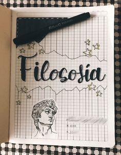 a piece of paper with the words filososa on it and a drawing of a woman's head