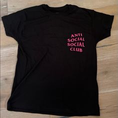 Brand New (Nwot) Anti Social Social Club T Shirt (Black) With Anti Social Social Club On The Front And Back (Pink). Pink Text Print Shirt For Streetwear, Basic Pink Tops With Screen Print, Basic Pink Top With Screen Print, Basic Pink Screen Print Top, Basic Pink T-shirt With Logo Print, Basic Pink Tops For Streetwear, Pink Slogan Shirt With Crew Neck, Pink Slogan Crew Neck Shirt, Pink Crew Neck Shirt With Slogan