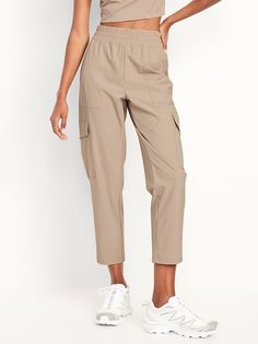 High-Waisted SleekTech Cargo Ankle Pants | Old Navy Athleisure Ankle-length Cargo Pants With Side Pockets, Sporty Ankle-length Cargo Pants With Side Pockets, Sporty 4-way Stretch Cargo Pants With Pockets, Sporty 4-way Stretch Cargo Pants, 4-way Stretch Athleisure Cargo Pants, 4-way Stretch Activewear With Pockets Ankle-length, Functional Ankle Pants With Pockets, Functional Ankle-length Pants With Pockets, Athleisure Cargo Pants For Workwear With Hip Pockets