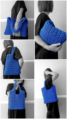 Handmade by MaMisso Blue Square Shoulder Bag With Top Handle, Blue Square Shoulder Bag With Top Carry Handle, Blue Rectangular Shoulder Bag, Blue Rectangular Crochet Bag For Gift, Blue Crochet Shoulder Bag Gift, Blue Crochet Shoulder Bag For Gift, Blue Shoulder Bag With Double Handles, Blue Shoulder Bag With Rolled Handles For Shopping, Blue Rectangular Shoulder Bag With Rolled Handles