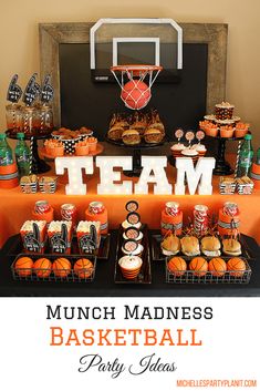 a basketball themed party with cupcakes and treats