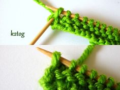 two crochet stitches are being worked together