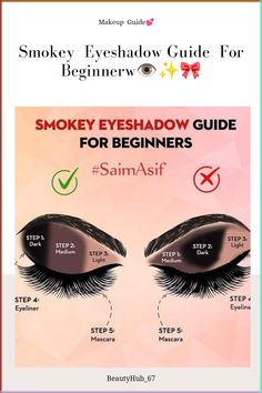 Makeup_Makeup look_Makeup Guide#makeuptutorial #makeupoftheday #smokeyeyemakeup Eyeshadow Application Step By Step, Easy Smokey Eye For Beginners, Smokey Eye Makeup Step By Step, Tips For Hooded Eyes, Eyeshadow Guide, Smokey Eye Makeup Steps, Eyeshadow Tutorial For Beginners