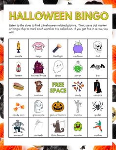 halloween bingo game with pumpkins, ghost and other things to play on the board