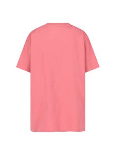 Vivienne Westwood 'Sunken Orb' printed T-shirt in pink cotton with crew neck, short sleeves, white Sunken logo print on the front, ribbed trims, straight hem. Composition: 100% Cotton Pink Relaxed Fit T-shirt With Logo Print, Pink Cotton T-shirt With Short Sleeves, Pink Relaxed Fit Sporty T-shirt, Oversized Pink Cotton T-shirt, Pink Oversized Cotton T-shirt, Sporty Pink Short Sleeve T-shirt, Sporty Pink Crew Neck T-shirt, Pink Relaxed Fit Short Sleeve T-shirt, Pink Relaxed Fit Short Sleeve Tops