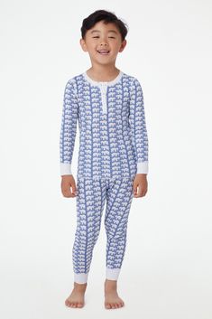 Roller Rabbit Blue Kids Hathi Pajamas Relaxed Fit Blue Sleepover Sets, Blue Relaxed Fit Sleepover Sets, Blue Long Sleeve Loungewear Set, Blue Long Sleeve Sleep Sets, Blue Sleepover Sets With Long Pants, Fitted Sleepwear For Winter Loungewear, Blue Long Pants Sleepover Sets, Fitted Sleepwear For Winter, Fitted Long Sleeve Winter Sleepwear