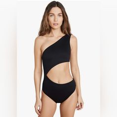 Beach Riot Celine One-Piece Black Xs Black One-shoulder Swimwear, Black One-shoulder Cutout Swimwear, Black One-shoulder Bodysuit For Poolside, Chic Black One-piece Swimwear, Black One-shoulder Bodysuit For Swimming, Black One-shoulder Beachwear Bodysuit, Black Cutout One-piece For Summer, Elegant Black One-shoulder Swimwear, Black Cutout One-piece Swimsuit For Beach