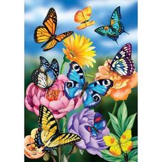 an image of butterflies and flowers with the words us stock shipping today written below it