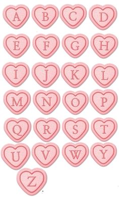 the alphabet and numbers are made out of hearts