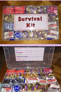 the survival kit is packed with candy and candies