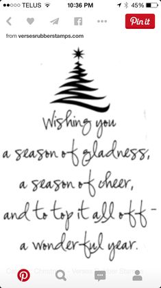 a christmas tree with the words wishing you a season for gladness, and to try it all at a wonderful year