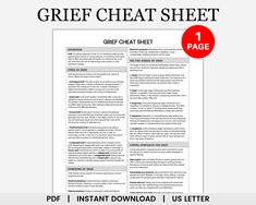 Grief Cheat Sheet, Grief Counseling, Grief and Loss, Bereavement Therapy, Types of Grief, Stages of Grief, Reference Guide, Counseling Tools Therapy Types, Counseling Printables, Therapy Skills, Ocd Therapy, Therapy Questions, Counseling Tools, Peony Design, Teacher Created Resources, Inner Child Healing