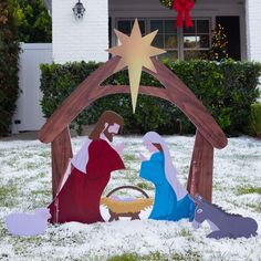 Christmas Nativity Scene Yard Decoration w/ Water Resistant PVC - 4ft Jesus Christmas Decorations, Outdoor Nativity Sets, Family Yard, Jesus Decor, Outdoor Nativity Scene, Outdoor Nativity, Lawn Art, Christmas Yard Decorations, Fun Christmas Decorations