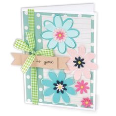 a handmade card with flowers and a ribbon on the front that says, i'm going