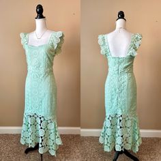 Nwt Lena | Green Trumpet Lace Fly Away With Me Maxi Dress Sz M. Measurements From Flat: 15.5" Bust, 14.5" Waist, 54" Length Fitted Summer Maxi Dress With Scalloped Lace, Summer Fitted Maxi Dress With Scalloped Lace, Fitted Maxi Dress With Scalloped Lace For Summer, Summer Green Lace Midi Dress, Fitted Summer Lace Midi Dress, Spring Fitted Lace Midi Dress, Green Scalloped Lace Dress For Summer, Spring Green Lace Midi Dress, Green Scalloped Lace Summer Dress