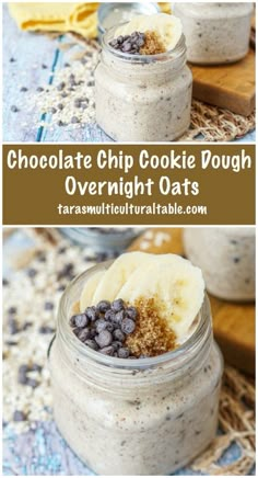 chocolate chip cookie dough overnight oats in a jar