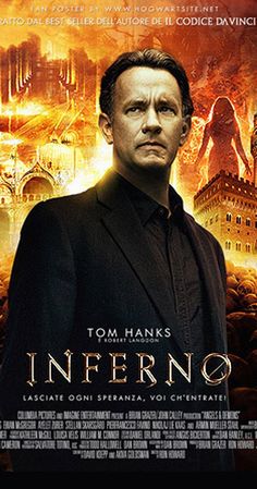 a movie poster for the film inferno with a man standing in front of a city