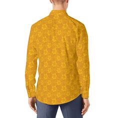 Step into the groovy vibes of the 70s with our Hippie Shirt for Men – a Floral Boho Shirt in a vibrant Mustard Yellow hue that captures the free-spirited essence of the era. This 70s Shirt Style, crafted from 100% polyester, ensures both comfort and durability for a stylish and laid-back look. With long sleeves and a sleek no-pocket design, this Mustard Yellow Shirt for Men is a versatile and unique addition to your wardrobe.Whether you're attending a retro-themed event or just want to infuse so Fitted Yellow Printed Shirt, Yellow Cotton Top With All Over Print, Yellow Printed Cotton Shirt, Yellow Fitted Shirt For Fall, Fitted Yellow Shirt For Fall, Yellow Casual Shirt With All Over Print, Casual Yellow Shirt With All Over Print, Yellow Printed Collared Shirt, Yellow Shirt Men