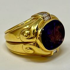 Susan Berman 18K Gold Ring with Carved Intaglio Amethyst and Diamonds (includes appraisal, Value: $8,500) Designer = Susan Berman Size = 5 Material = 18K Gold Gemstone = Amethyst/Diamond Condition = Excellent Class = Premier Location: Wilmette Item Number: 11405-1212 Item ID: 278783 Category: Ring Suit Shoes, 18k Gold Ring, Loafer Mules, Fashion Design Clothes, Pump Sandals, Handbag Backpack, Item Number, Earring Necklace, Gold Ring