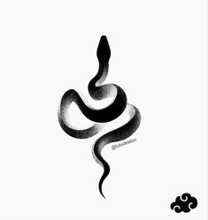 a black and white drawing of a snake