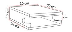 a drawing of a coffee table with measurements for the top and bottom section, including height