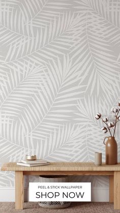 Black and White Palms Wall Paper, Modern Black and White Peel and Stick Wallpaper, Removable Palm Leaf Wllpaper, Wallpaper Palm Tree Monochrome Wall Art, Palm Leaf Wallpaper, Scandinavian Wallpaper, Monochrome Wall, Tropical Wallpaper, Deco Boheme, Botanical Wallpaper, Smooth Walls, Leaf Wallpaper