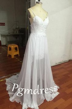 Romantic Sweetheart Chiffon Beach Wedding Dress with Lace PG 201 Chiffon Beach Wedding Dress, Wedding Gown A Line, Beach Wedding Gown, Wedding Dress With Lace, 2016 Wedding Dresses, Spaghetti Strap Prom Dress, Backless Prom Dresses, Prom Dresses Lace, Dress With Lace