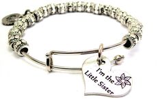 This is a beautifully crafted bangle, hand strung with metal beads and features a focal charm made of genuine American pewter. This bangle is expandable from 7-8" inches, making it one size fits most. All items are made right here in the USA. Our bracelets make a perfect gift for yourself or a loved one for any occasion. Adjustable Sterling Silver Stretch Bracelet Gift, Adjustable Silver Bangle With Silver Beads, Adjustable Silver Bangle With Beads, Adjustable Hypoallergenic Silver Stretch Bracelet, Adjustable Metal Beaded Bracelets For Friendship, Adjustable Stainless Steel Beaded Bangle Bracelets, Adjustable Stainless Steel Beaded Bangle, Adjustable Stainless Steel Beaded Bracelet, Silver Stainless Steel Beaded Bracelets