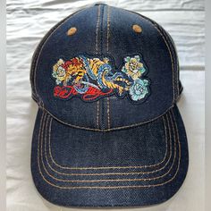 Der Schutze Denim Hat Embroidered Tiger Design Brand New Never Worn High Quality Denim + Stitching Adjustable Denim Stitching, Embroidered Tiger, Tiger Design, Denim Hat, Accessories Hats, Branding Design, Color Blue, Stitching, Mens Accessories