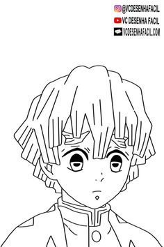 an anime character with short hair and big eyes is outlined in the form of a coloring page