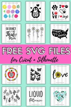 the free svg files for cricut and silhouettes are available in several different styles