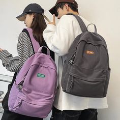 UAKISS - New Female Male Backpack Fashion Canvas Backpacks Woman Students Bags Teenage Girls Men School Bag Youth Women Rucksack Mochila Casual Purple Backpack For Daily Use, Casual Purple Backpack For Students, Purple Shoulder Backpack For School, Casual Purple Student Backpack, Casual Large Capacity Purple Backpack, Casual Purple Backpack For School, Casual Purple School Backpack, Casual Gray Backpack For Students, Casual Gray Student Backpack