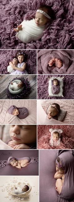 a collage of photos with babys sleeping in blankets