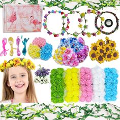 PRICES MAY VARY. 🎉SUPER VALUE FLOWER CROWN KIT: Make your unique flower crown for women/girls. Making this Arts and Crafts kit encourage self expression and creativity . DIY flower crown kit included 170+ PCS parts:12 Vine Wire Frame, 28ft Fabric Leaf, 4 Ribbon, 130 Fabric/Silk Flower, 24 Berry Bunches, 1 Sticky Tape. All you need are included. 🎉PROMOTE CREATIVITY & UNIQUE FUN: Learn to choice your favorite color hair accessories and flower decorations make different flower crown, express your Crowns Craft, Fairy Headband, Fabric Leaf, Diy Flower Crown, Crown Crafts, Flower Headbands, Flower Crown Headband, Diy Fairy, Unique Flower