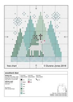 a cross stitch pattern with the text free chart on it and an image of a deer