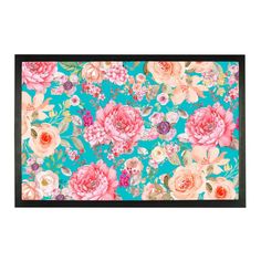 Turquoise Floral Door Mat. Floral Background Design, African Giraffe, Mat Door, Design Door, Patch Panel, Entry Hall, Entrance Rug, Personal Taste, Outdoor Mat